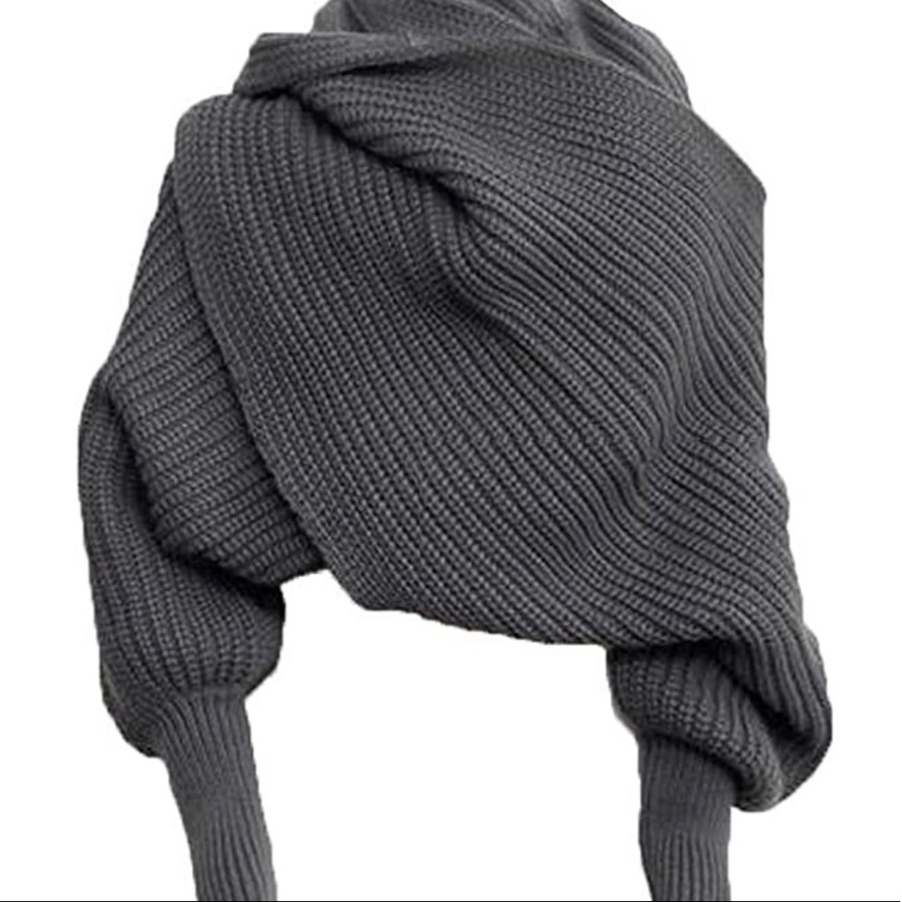 Sweater Shawl Wrap with Sleeves
